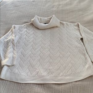 Lane Bryant Ivory Textured Cowl Neck Sweater